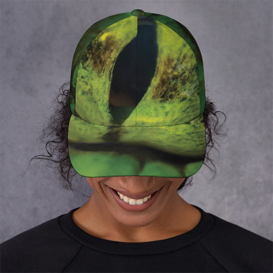 Green Snake Eye Print Baseball Cap