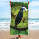 Green Snake Eye Print Beach Towel