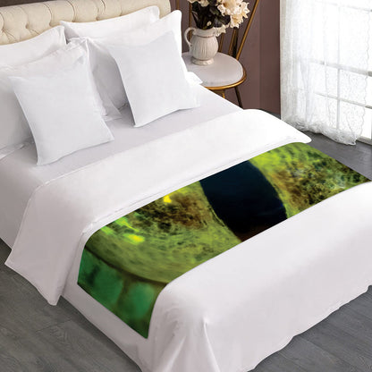 Green Snake Eye Print Bed Runner