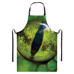 Green Snake Eye Print Bib Apron With Pocket