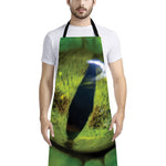 Green Snake Eye Print Bib Apron With Pocket