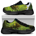 Green Snake Eye Print Black Chunky Shoes