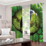 Green Snake Eye Print Blackout Grommet Curtains