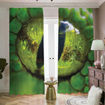 Green Snake Eye Print Blackout Pencil Pleat Curtains