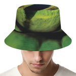Green Snake Eye Print Bucket Hat