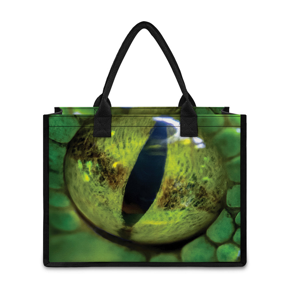 Green Snake Eye Print Canvas Tote Bag