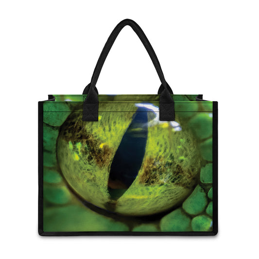 Green Snake Eye Print Canvas Tote Bag