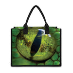 Green Snake Eye Print Canvas Tote Bag