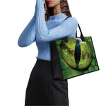 Green Snake Eye Print Canvas Tote Bag