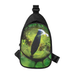 Green Snake Eye Print Chest Bag