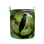 Green Snake Eye Print Collapsible Laundry Basket