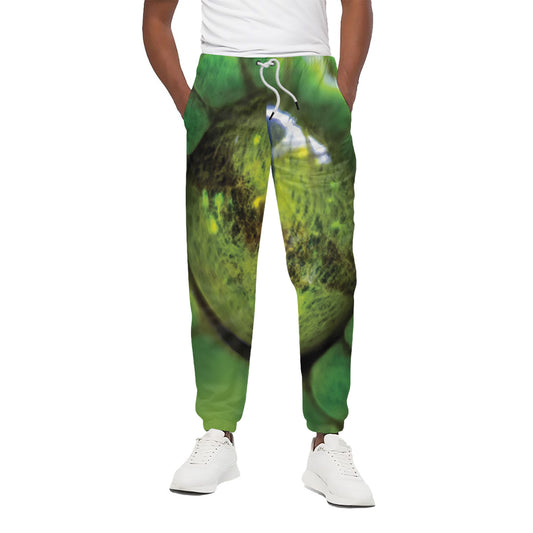 Green Snake Eye Print Cotton Pants