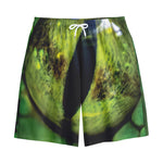 Green Snake Eye Print Cotton Shorts