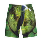 Green Snake Eye Print Cotton Shorts
