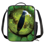 Green Snake Eye Print Crossbody Lunch Bag