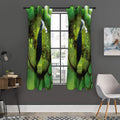 Green Snake Eye Print Grommet Curtain Panels