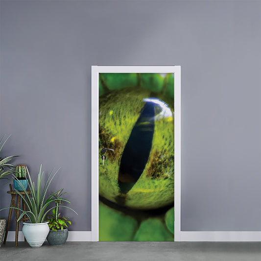 Green Snake Eye Print Door Sticker