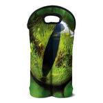 Green Snake Eye Print Double Neoprene Wine Tote