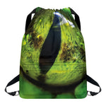 Green Snake Eye Print Drawstring Backpack