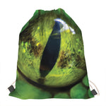 Green Snake Eye Print Drawstring Bag