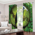 Green Snake Eye Print Extra Wide Grommet Curtains