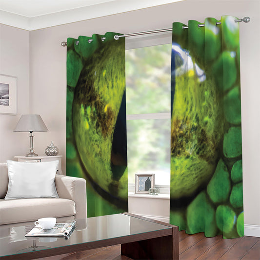 Green Snake Eye Print Extra Wide Grommet Curtains