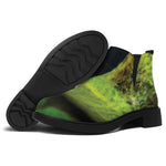 Green Snake Eye Print Flat Ankle Boots
