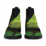 Green Snake Eye Print Flat Ankle Boots