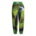 Green Snake Eye Print Fleece Lined Knit Pants