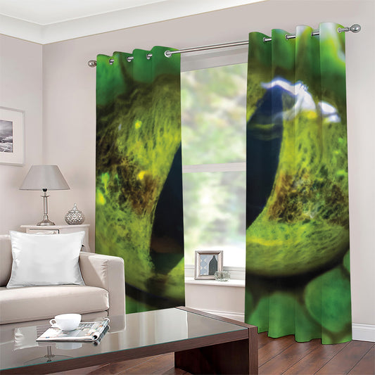 Green Snake Eye Print Grommet Curtains