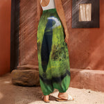 Green Snake Eye Print Harem Pants