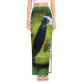 Green Snake Eye Print High Slit Maxi Skirt