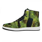 Green Snake Eye Print High Top Leather Sneakers