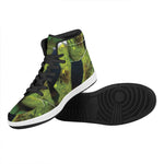 Green Snake Eye Print High Top Leather Sneakers