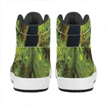 Green Snake Eye Print High Top Leather Sneakers