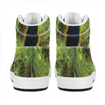 Green Snake Eye Print High Top Leather Sneakers