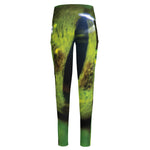 Green Snake Eye Print High-Waisted Pocket Leggings