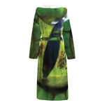 Green Snake Eye Print Hooded Bathrobe