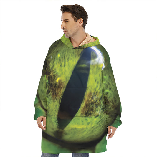 Green Snake Eye Print Hoodie Blanket