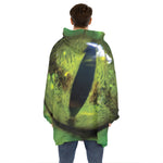 Green Snake Eye Print Hoodie Blanket