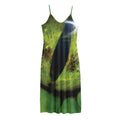 Green Snake Eye Print Jersey Midi Cami Dress