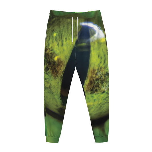 Green Snake Eye Print Jogger Pants