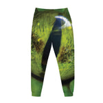 Green Snake Eye Print Jogger Pants