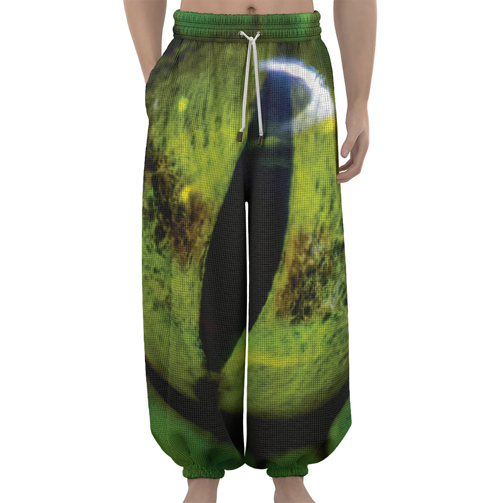 Green Snake Eye Print Lantern Pants