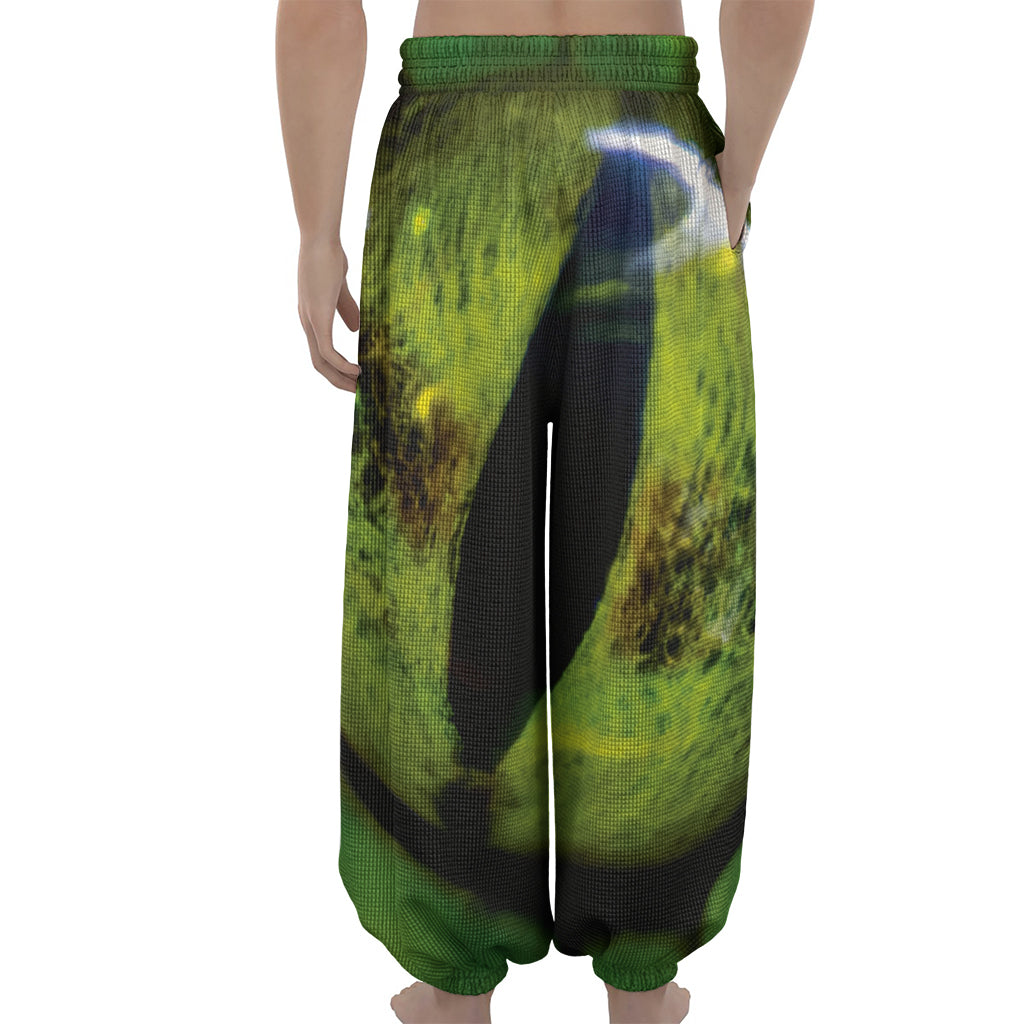 Green Snake Eye Print Lantern Pants