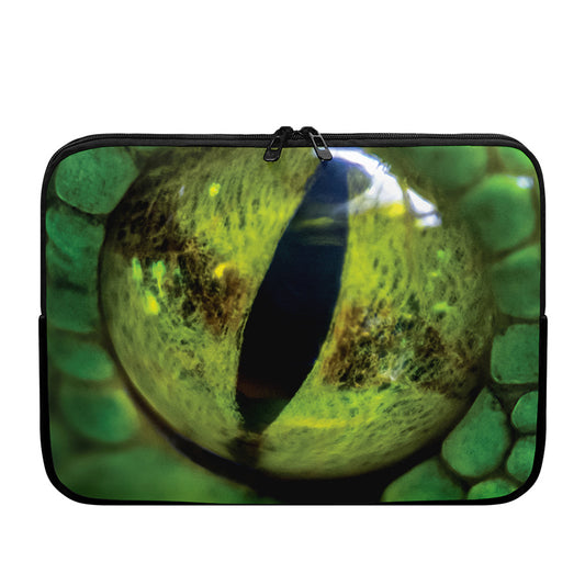 Green Snake Eye Print Laptop Sleeve
