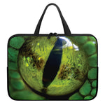 Green Snake Eye Print Laptop Sleeve With Handle