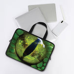 Green Snake Eye Print Laptop Sleeve With Handle