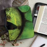 Green Snake Eye Print Leather Bible Cover