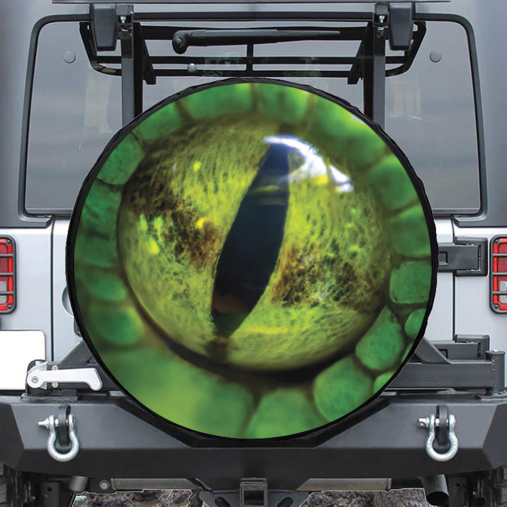 Green Snake Eye Print Leather Spare Tire Cover
